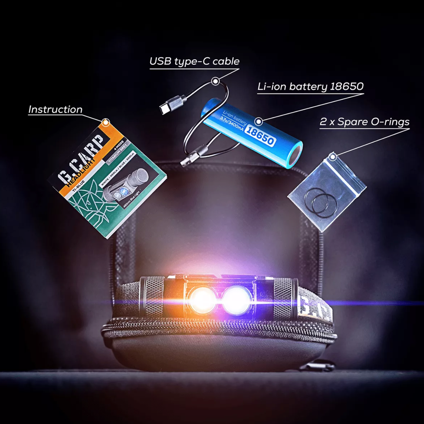 Galvas lukturis Golden Catch G.Carp Ti-Blue