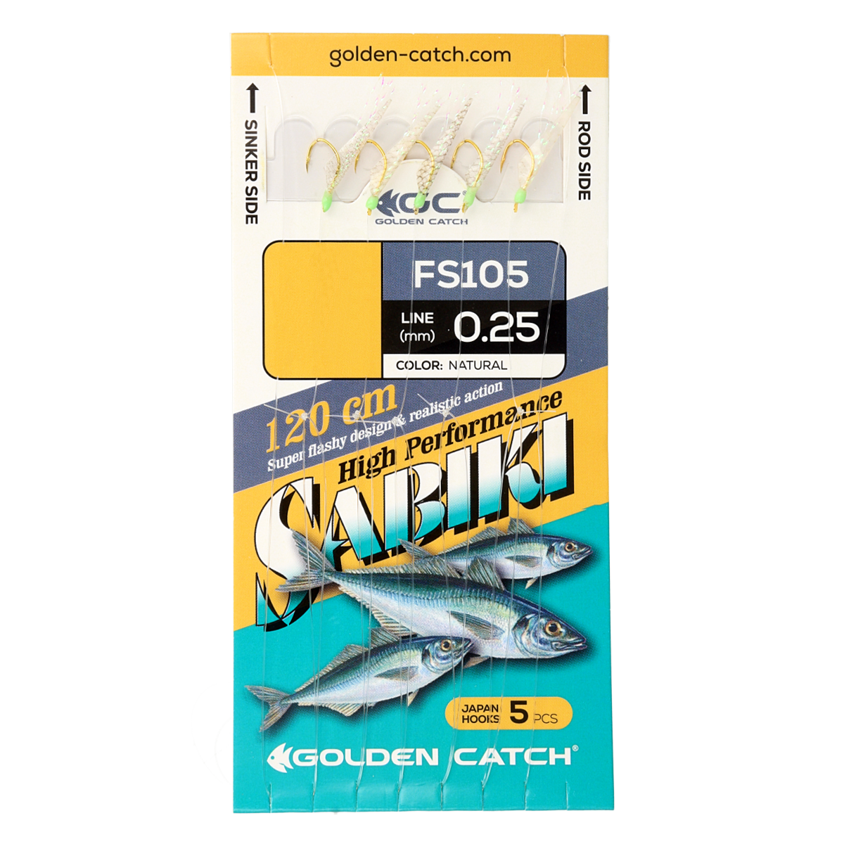 Jūras sistēma Golden Catch Aji Sabiki FS105 dabīgā kr. (5 āķi)