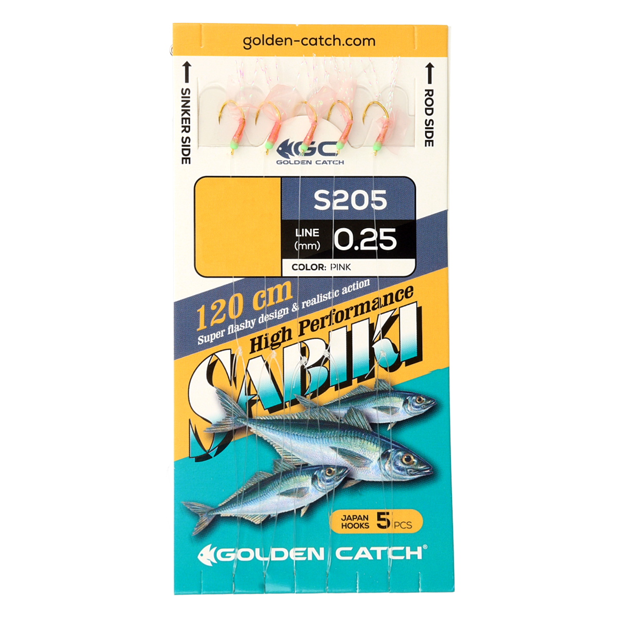 Jūras sistēma Golden Catch Aji Sabiki S205 rozā (5 āķi)