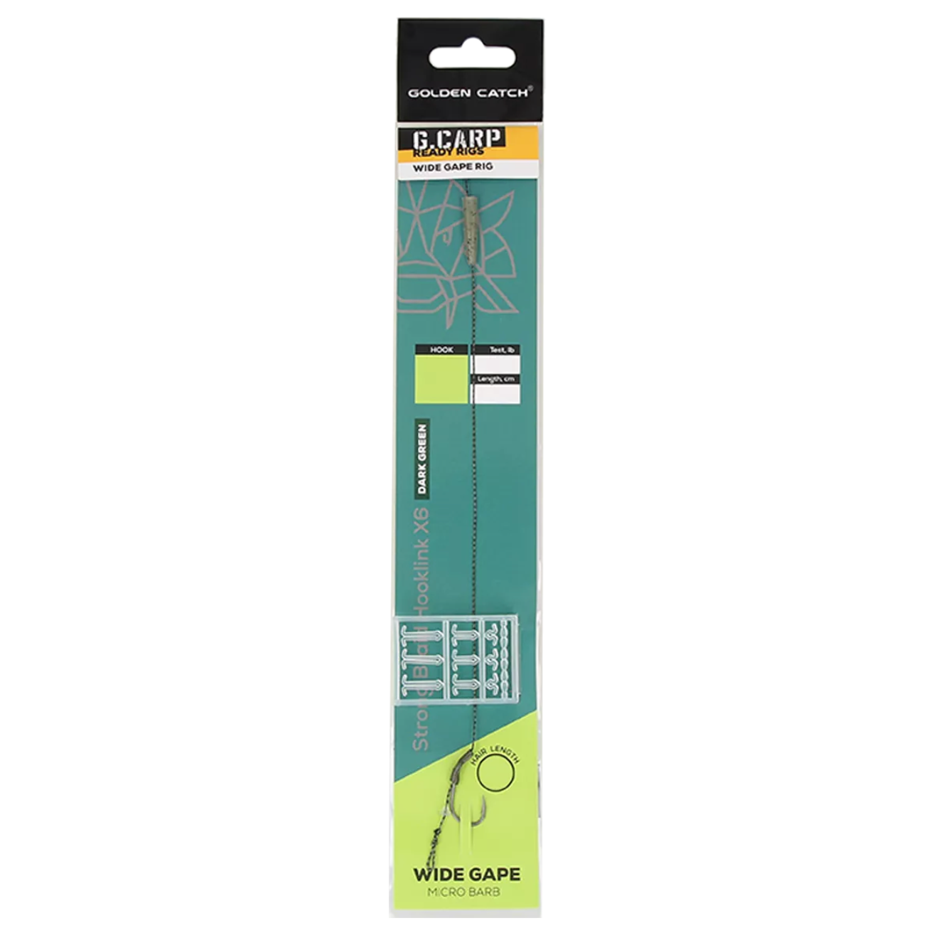 Karpu ķeršanas sistēma Golden Catch G.Carp Braid X6 Wide Gape Ready Rig