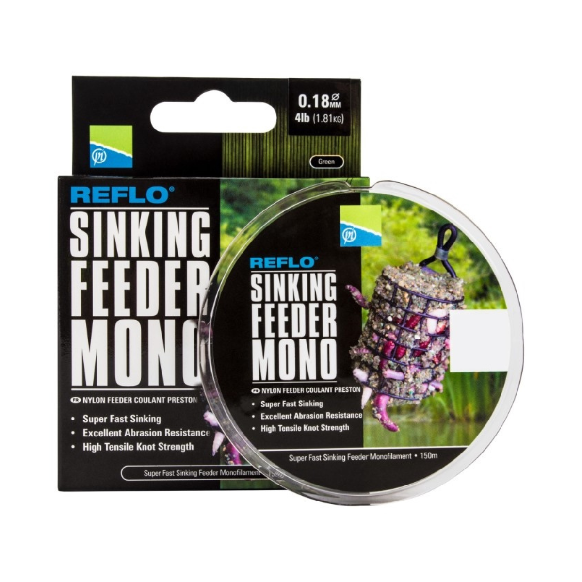 Aukla Preston Innovations Reflo Sinking Feeder Mono neitrāli zaļa