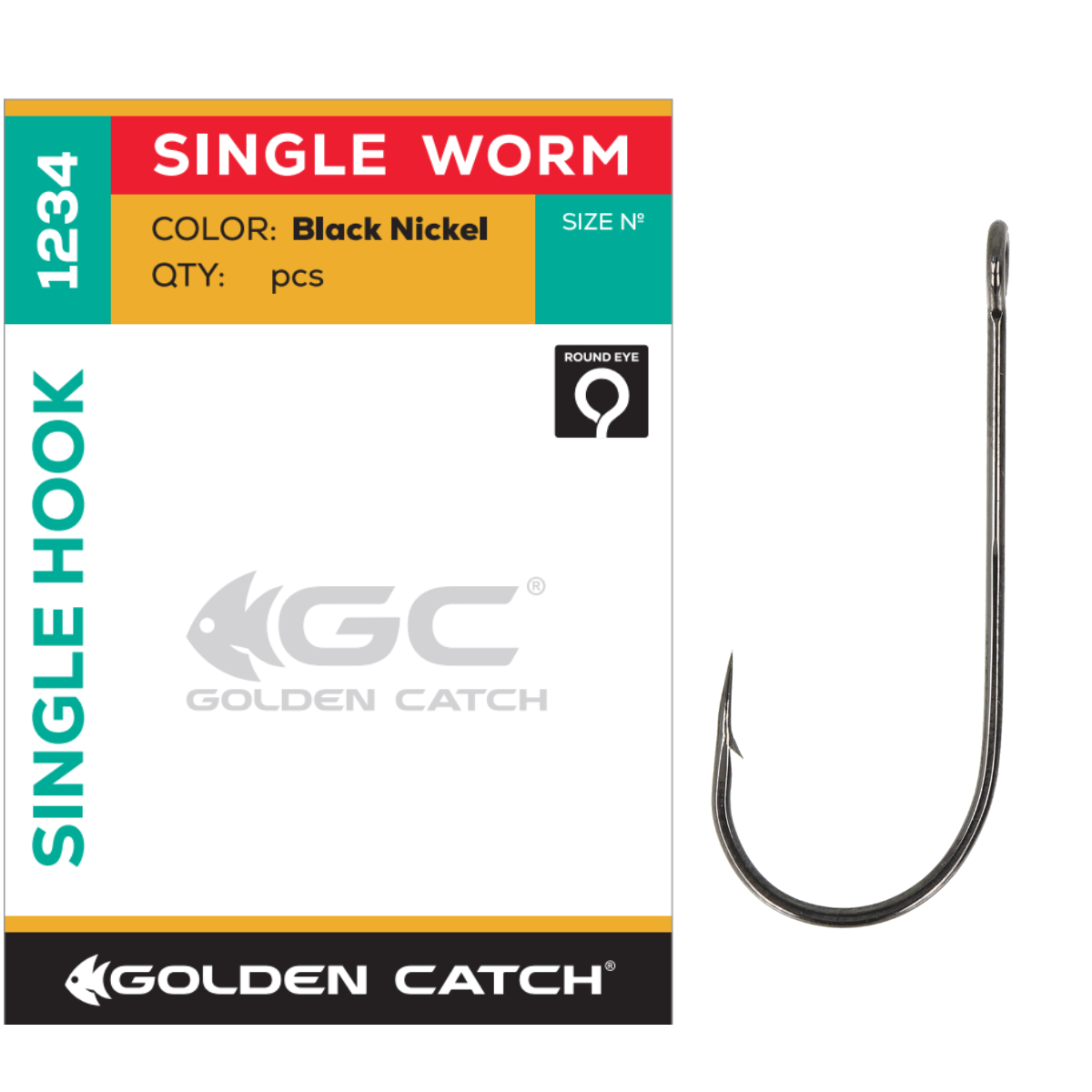 Āķi Golden Catch Single Worm 1234BN